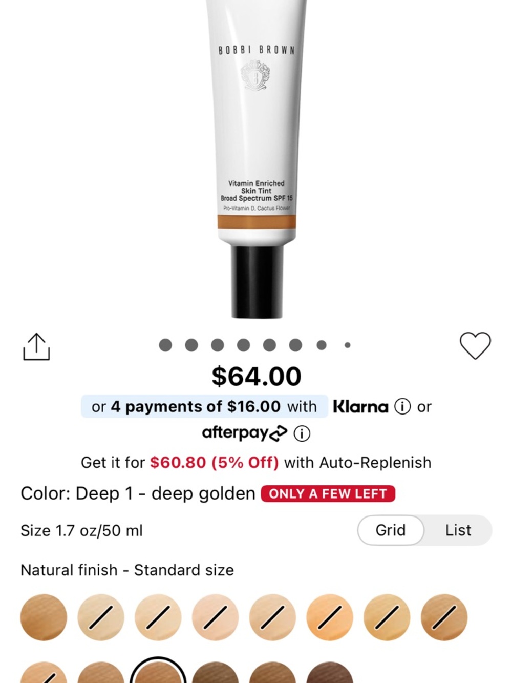 Bobbi Brown Skin Tint - Deep Golden (Deep 1)
